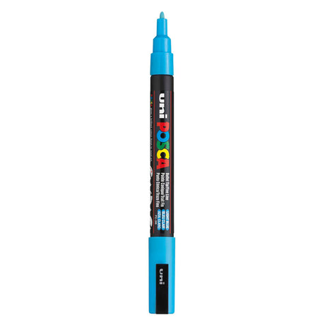 Popisovač Uni-posca posca, velikost ks-3m, šířka čáry 0,9-1,3 mm, jemný, světle modrý, 1 kus
