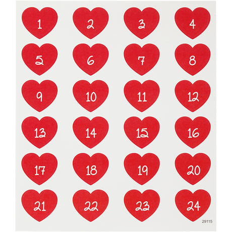 Creative company heart stickers with number, 1 sheet