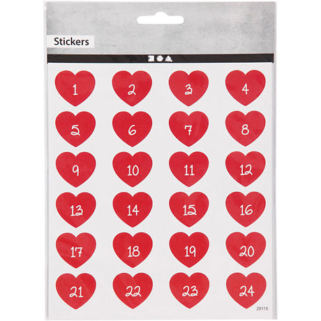 Creative company heart stickers with number, 1 sheet