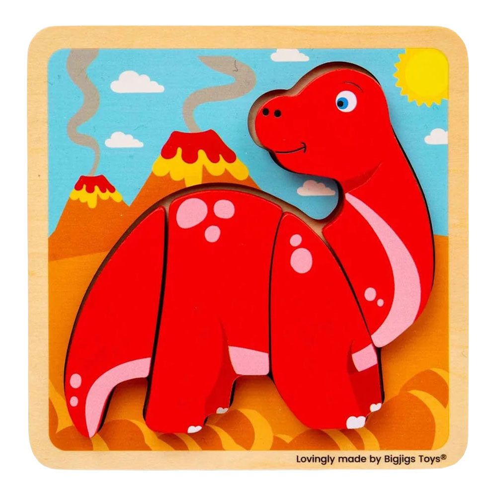 Bigjigs Wooden Shape Puzzle Diplodocus - 4 pc.