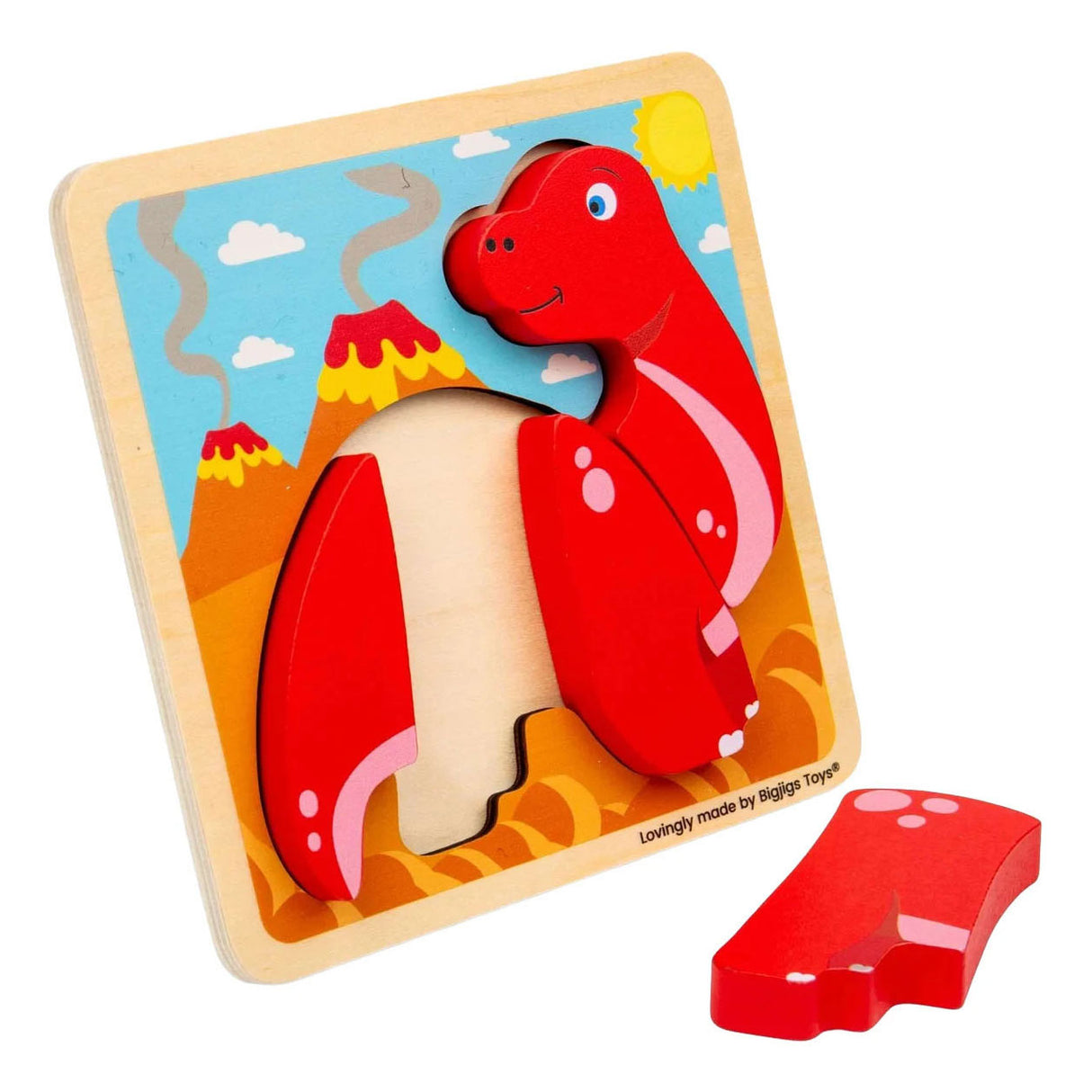 Bigjigs Wooden Shape Puzzle Diplodocus - 4 pc.