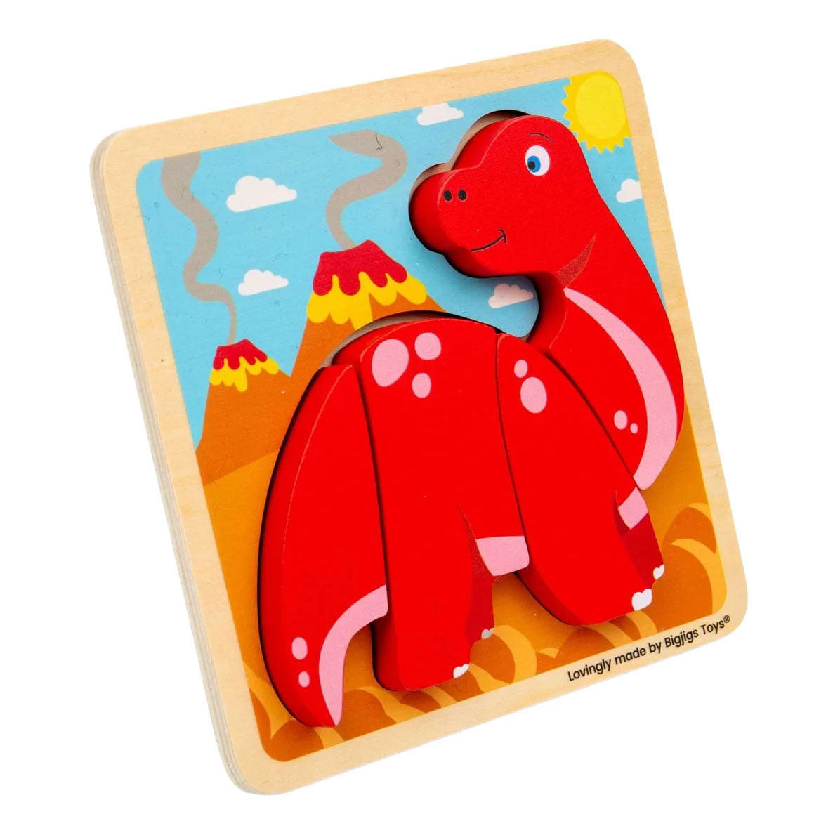 Bigjigs Wooden Shape Puzzle Diplodocus - 4 pc.