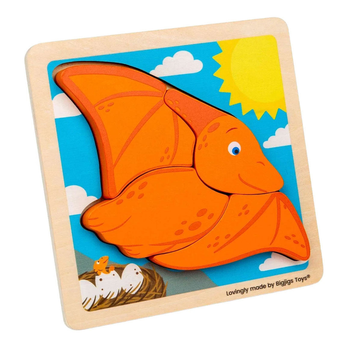 Bigjigs wooden pterodactyl shape puzzle - 4 pcs.