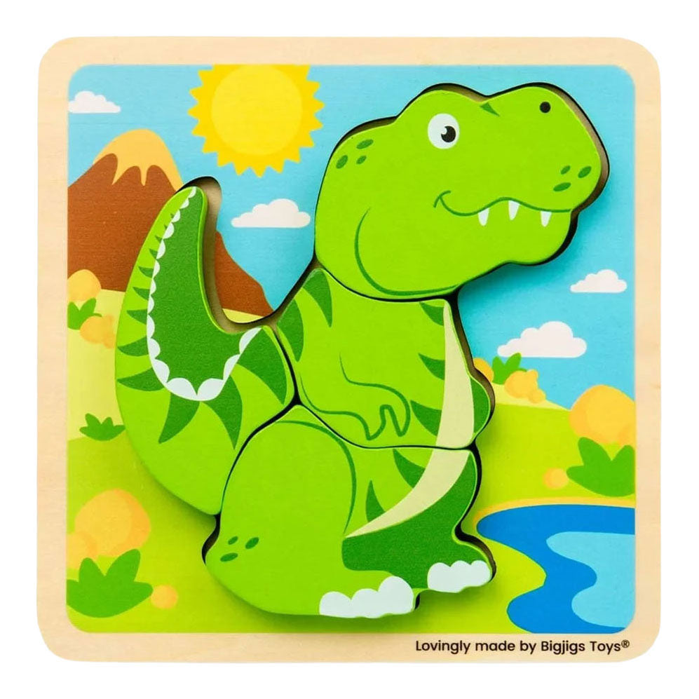 Bigjigs wooden shape puzzle t-rex - 4 pcs.