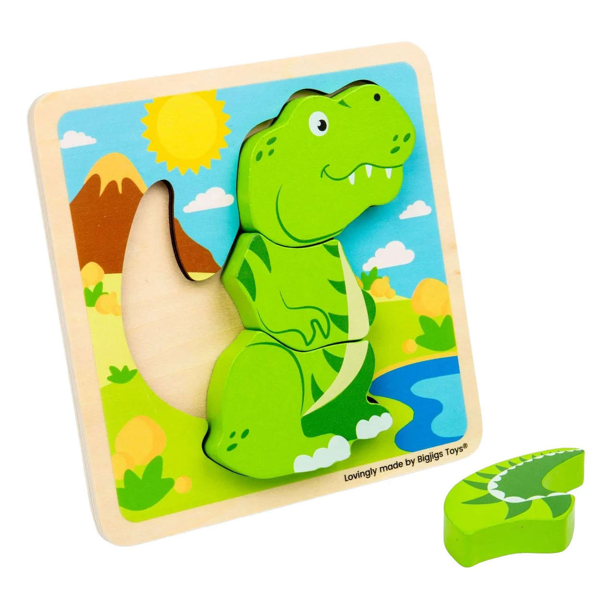 Bigjigs wooden shape puzzle t-rex - 4 pcs.
