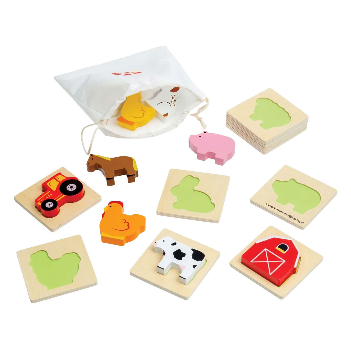 Bigjigs wooden farm shape puzzle - 10 pcs.