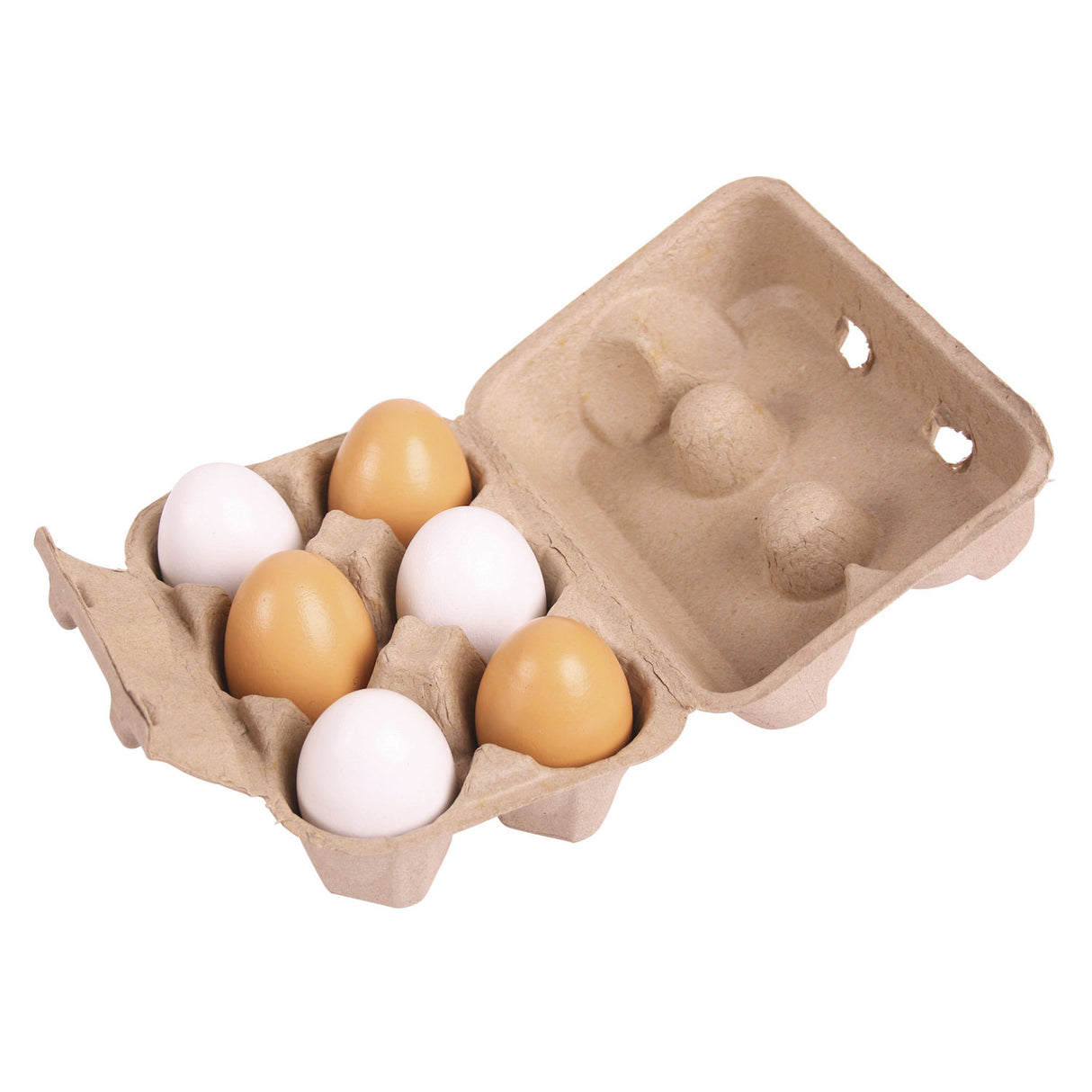 Bigjigs cardboard box with wooden eggs