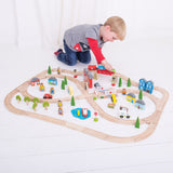 Bigjigs Wooden Train Set City and Land, 101dlg.