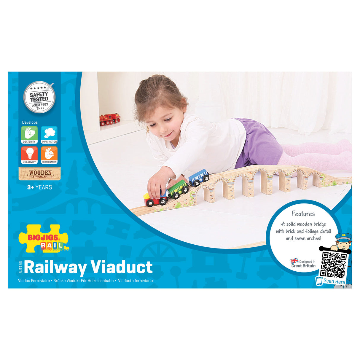 Bigjigs Wooden Rails Viaducto ferroviario, 3dlg.