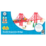 Bigjigs Wood Rails Double Suspension Bridge, 7dlg.