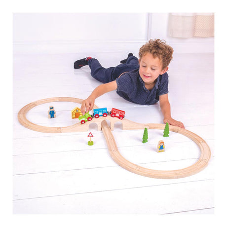 Bigjigs Wooden Train Set, 26dlg.