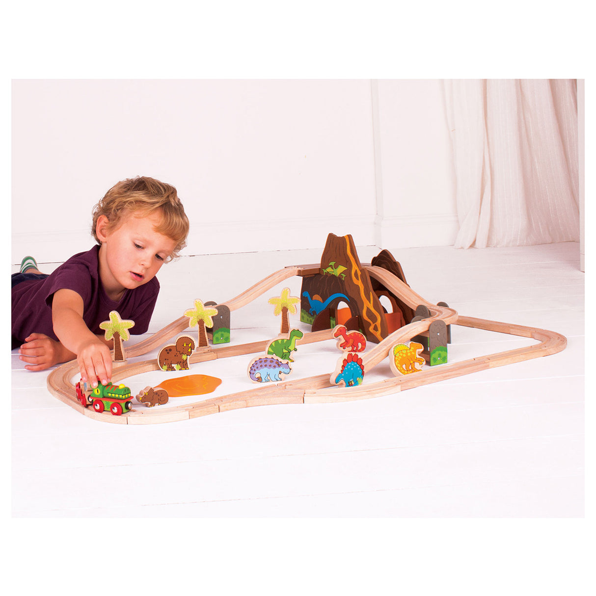 Bigjigs Wooden Train Set, 49dlg.