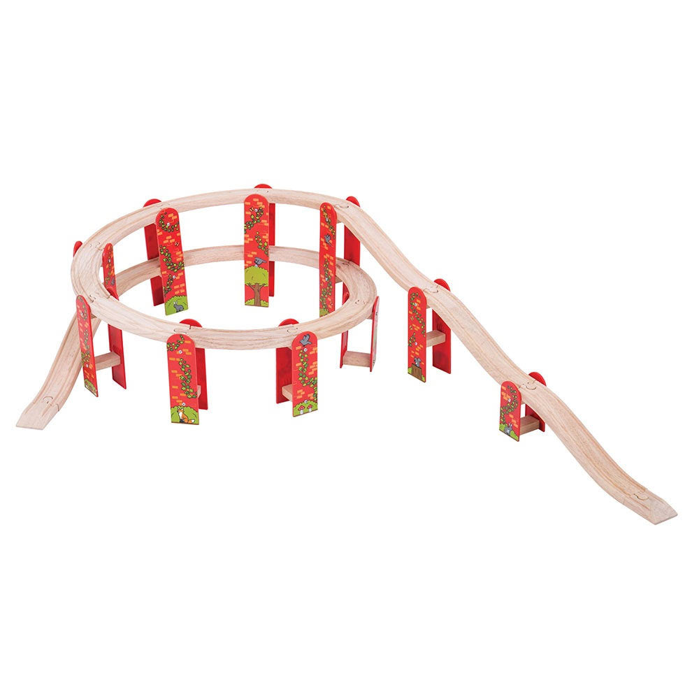 Bigjigs wooden rails viaduct expansion set, 27dlg.