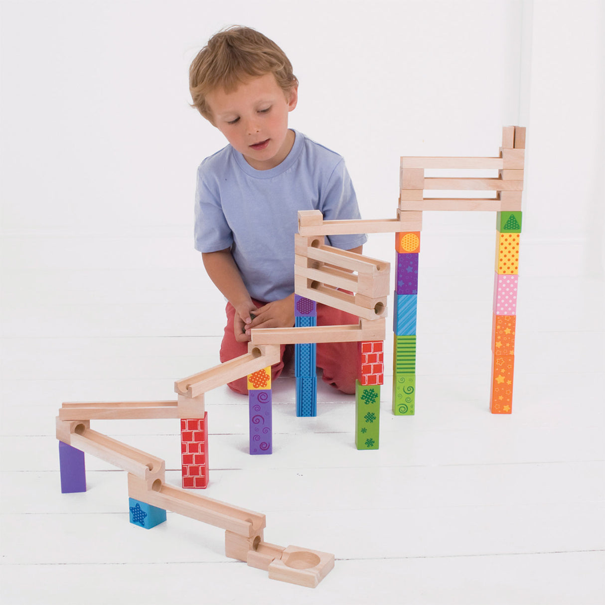 BigJigs Wooden Marble Track, 53dlg.