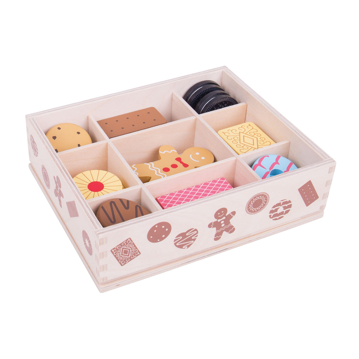 Bigjigs wooden box with cookies