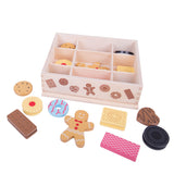 Bigjigs wooden box with cookies