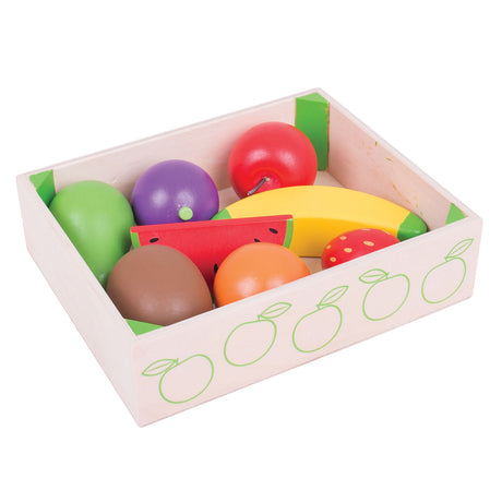 Bigjigs wooden box with fruit, 9dlg.