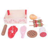 Bigjigs wooden box with meat products, 9 dlg.