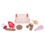 Bigjigs wooden box with meat products, 9 dlg.