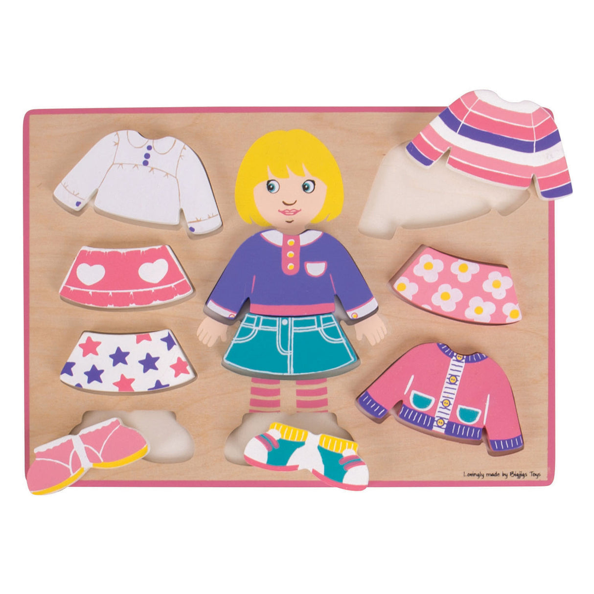 Bigjigs wooden dressing puzzle girl, 10st.