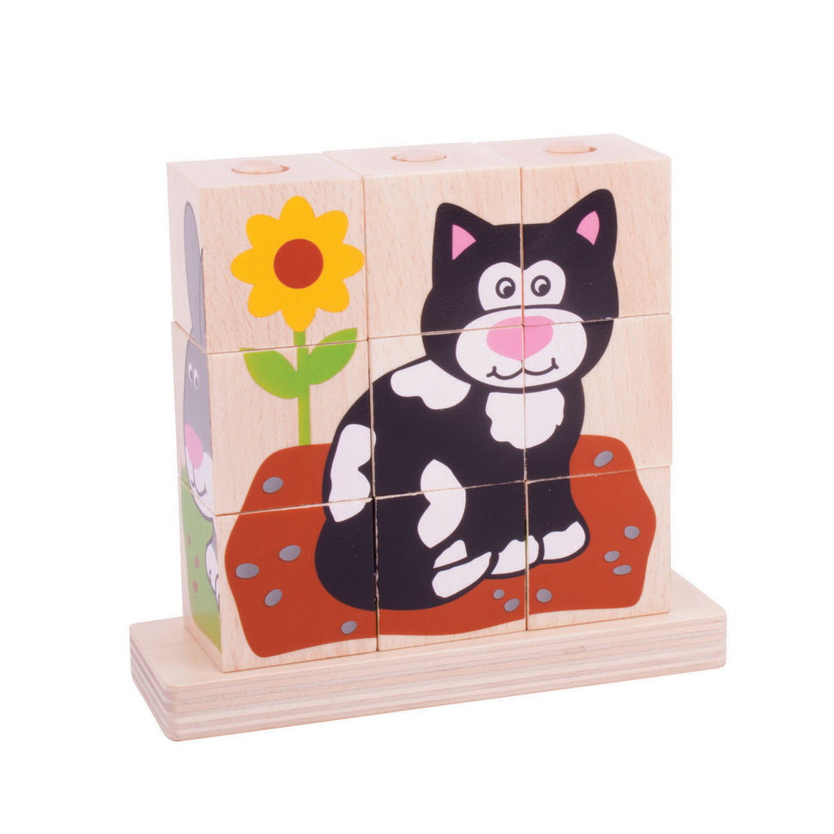 Bigjigs wooden block puzzle pets, 10st.