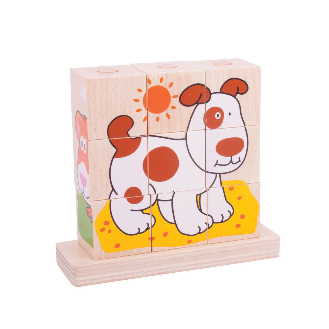 Bigjigs wooden block puzzle pets, 10st.