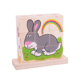 Bigjigs wooden block puzzle pets, 10st.