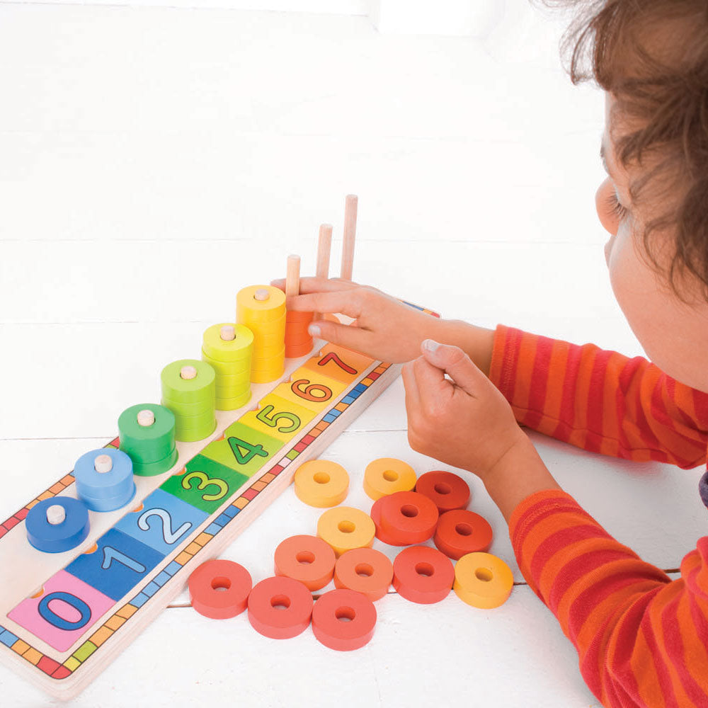 Bigjigs wooden learning play count, 55dlg.