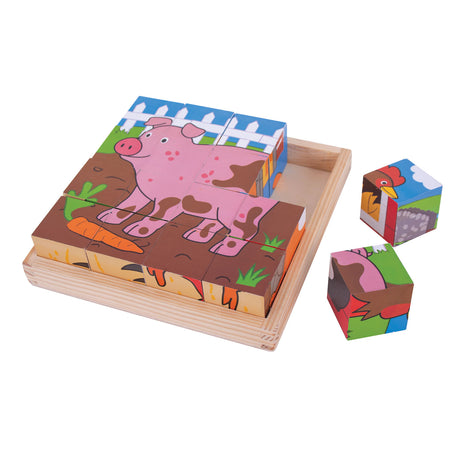 Bigjigs Holzblock -Puzzle Nutztiere