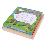 Bigjigs Wooden Block puzzle Farm animals