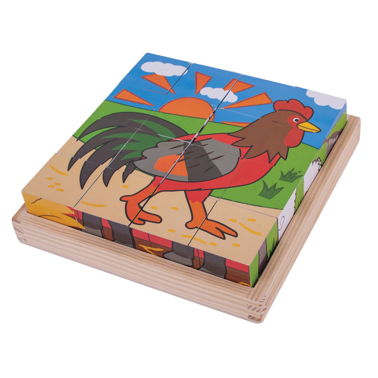 Bigjigs Wooden Block puzzle Farm animals