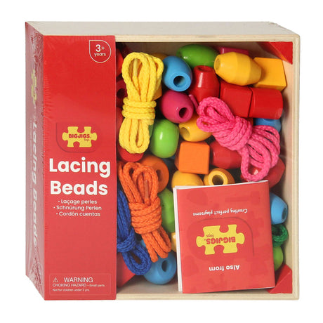 Bigjigs wooden beads in pot, 95dlg.