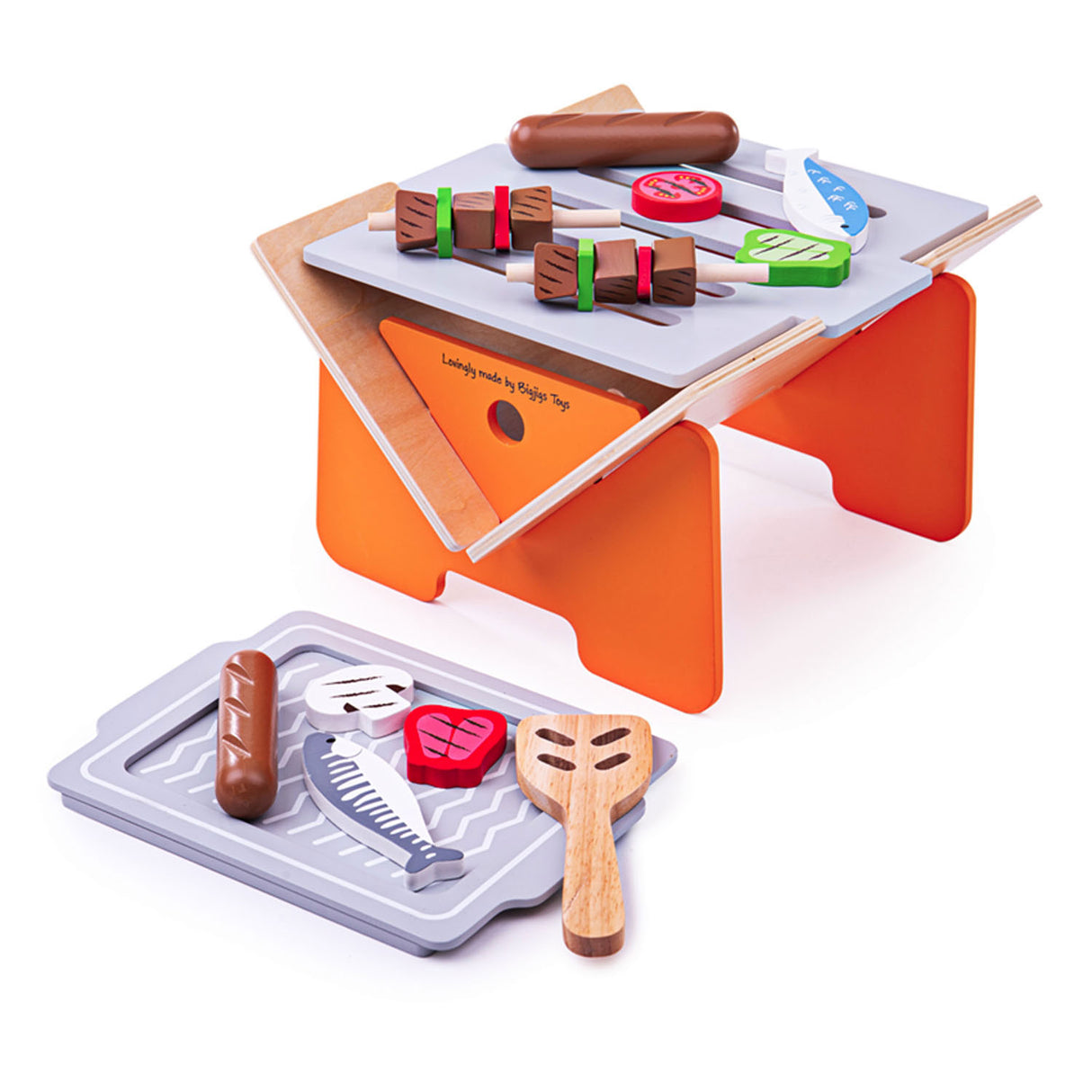 Bigjigs wooden barbecue with accessories, 10dlg.