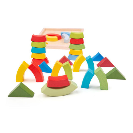 Bigjigs wooden arches and triangle building blocks