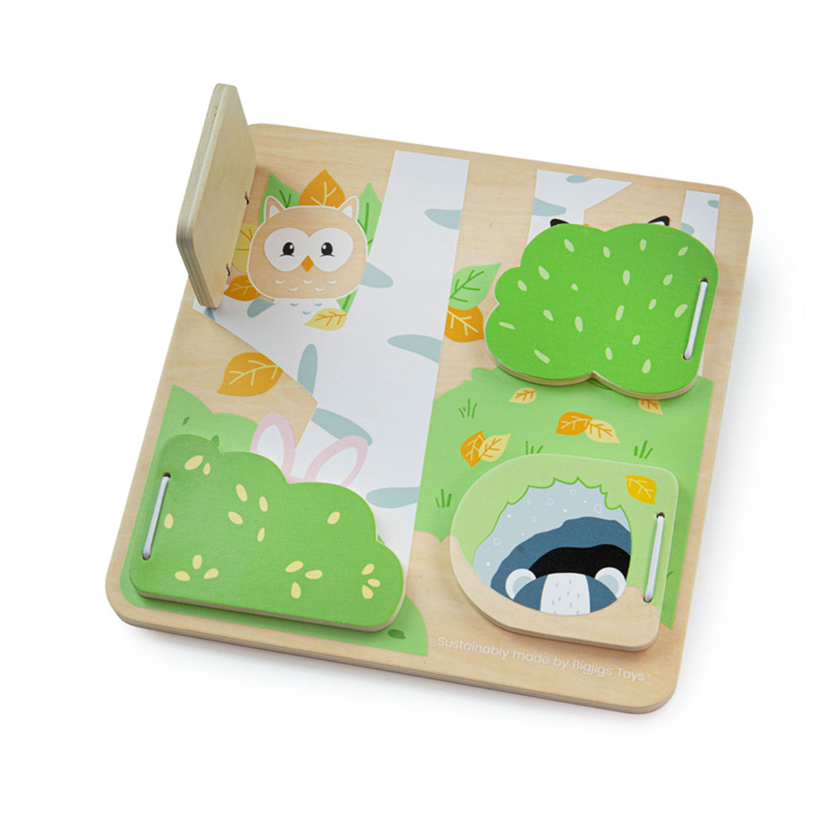 Bigjigs Woodland Wooden Hide and Busce Puzzle