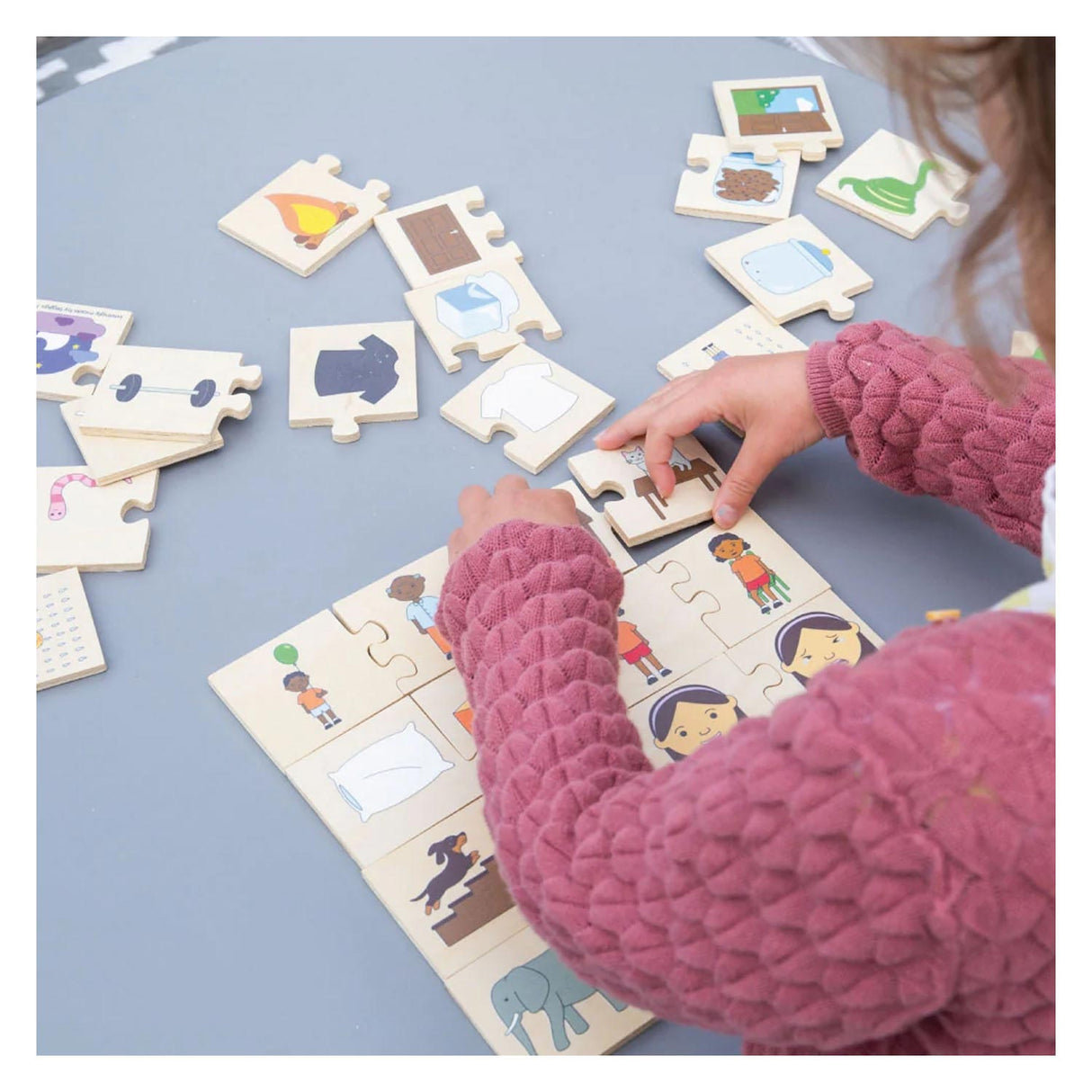 Bigjigs wooden jigsaw puzzle opposites, 32 pcs.