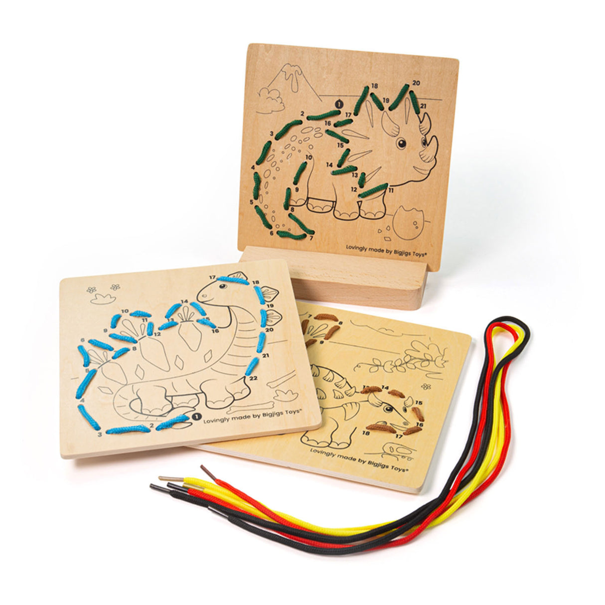 Bigjigs String auf Nummer Dinosaurier Holz