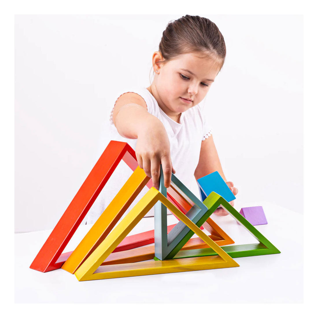 Bigjigs wooden pile triangles, 7dlg.