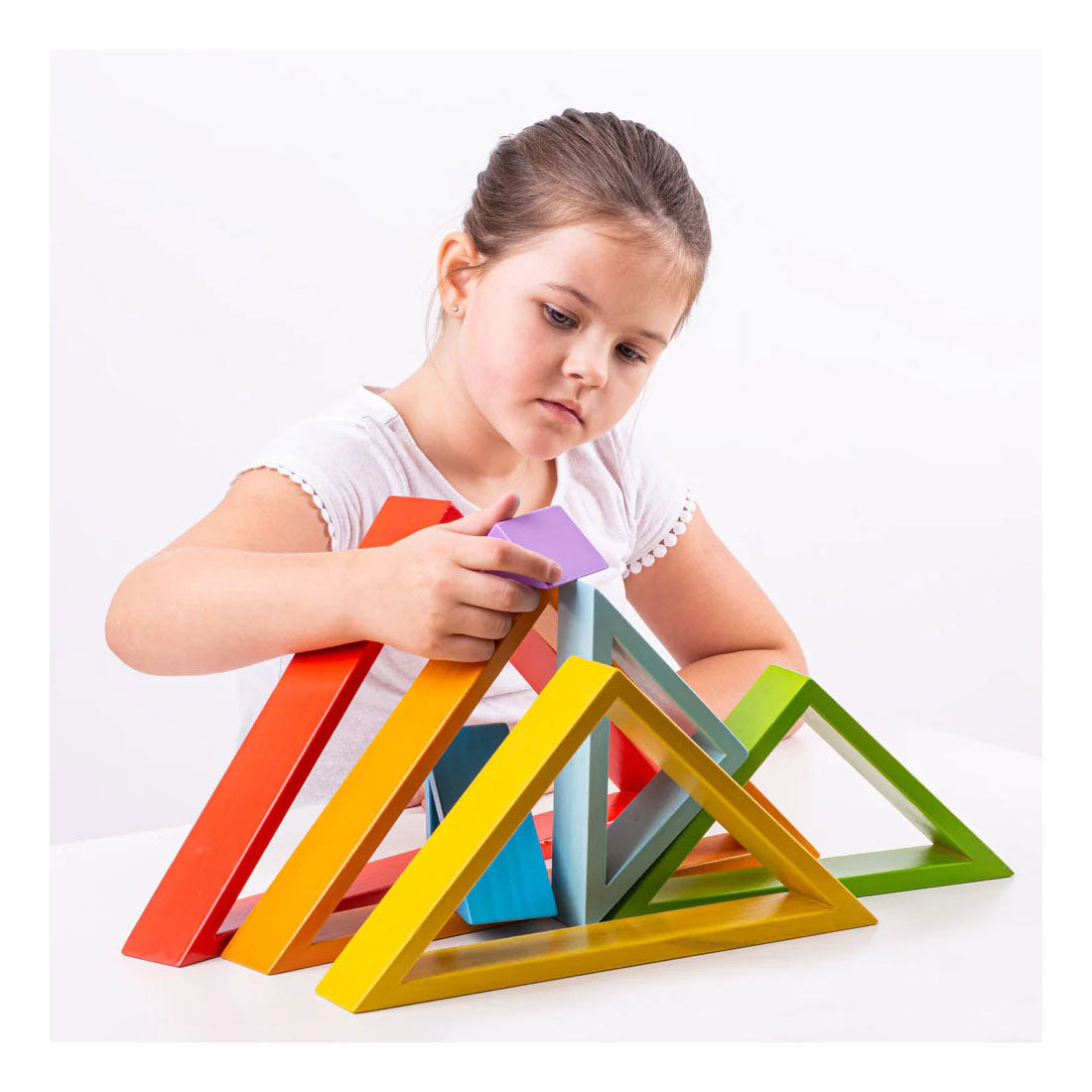 Bigjigs Triangles de piles en bois, 7dlg.