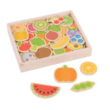 Bigjigs Magnets de madera Fruites y verduras, 35º.