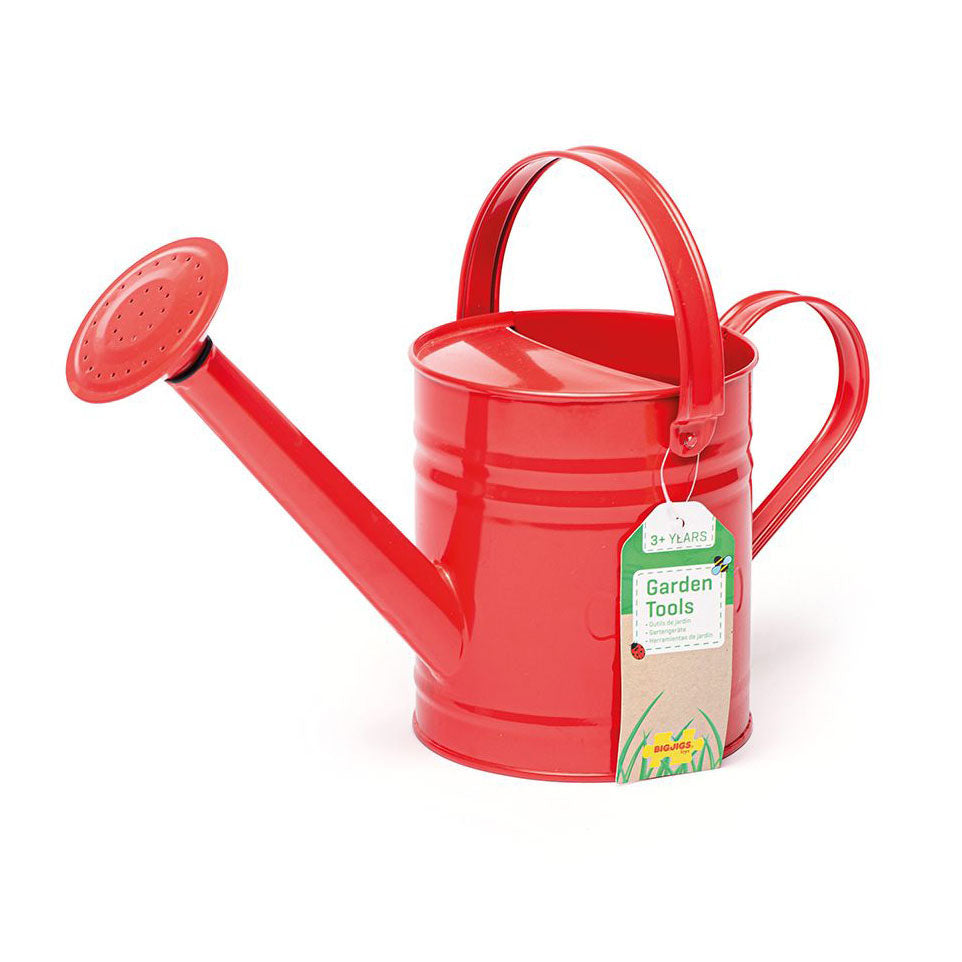 Bigjigs red metal watering can