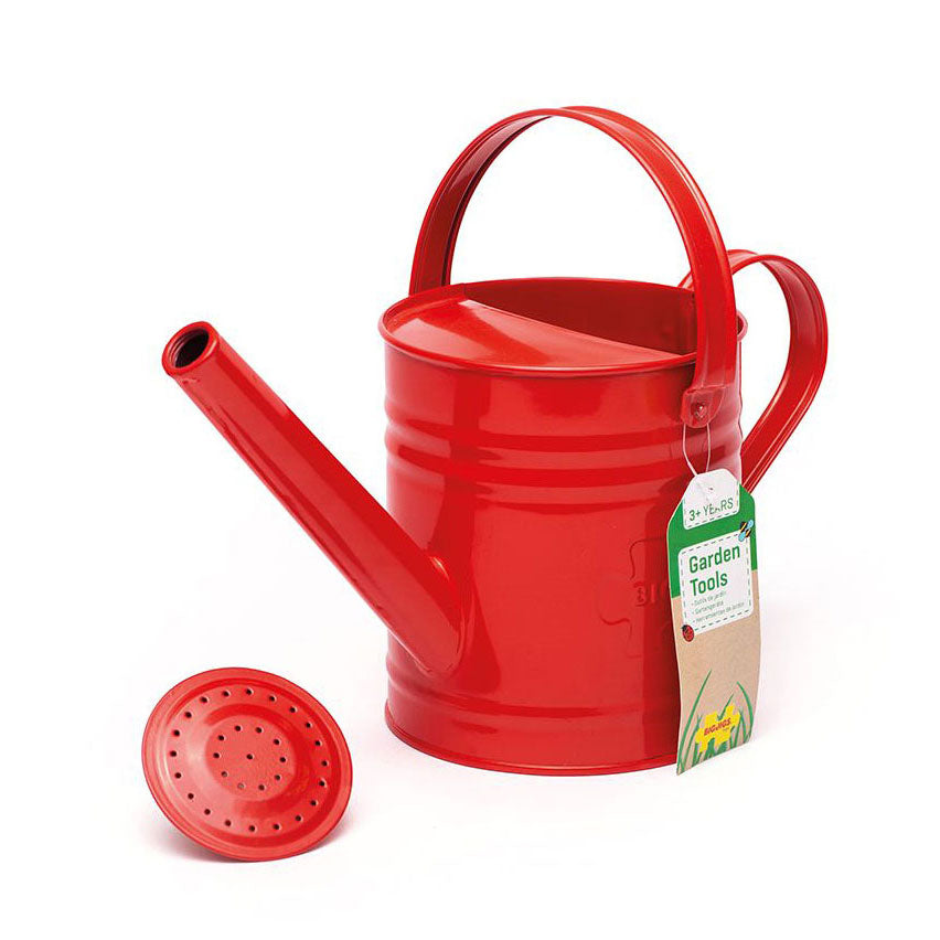 Bigjigs red metal watering can