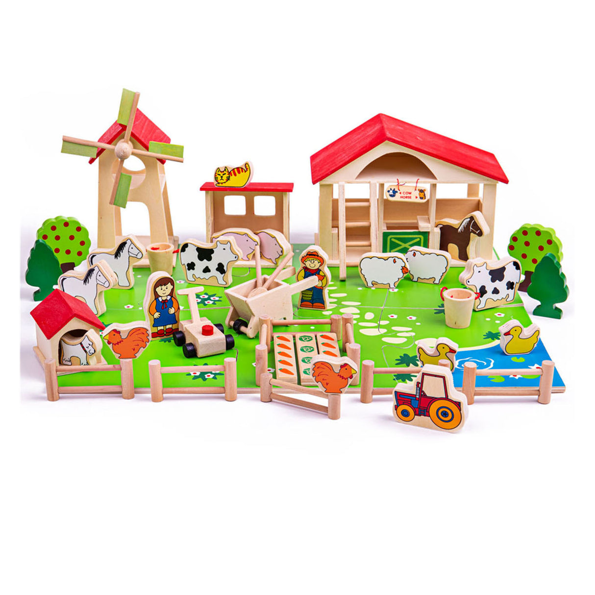 Bigjigs Holzspielfarm mit Accessoires, 48dlg.