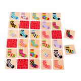 Bigjigs Wooden Memo Game Colored Socken, 32dlg.