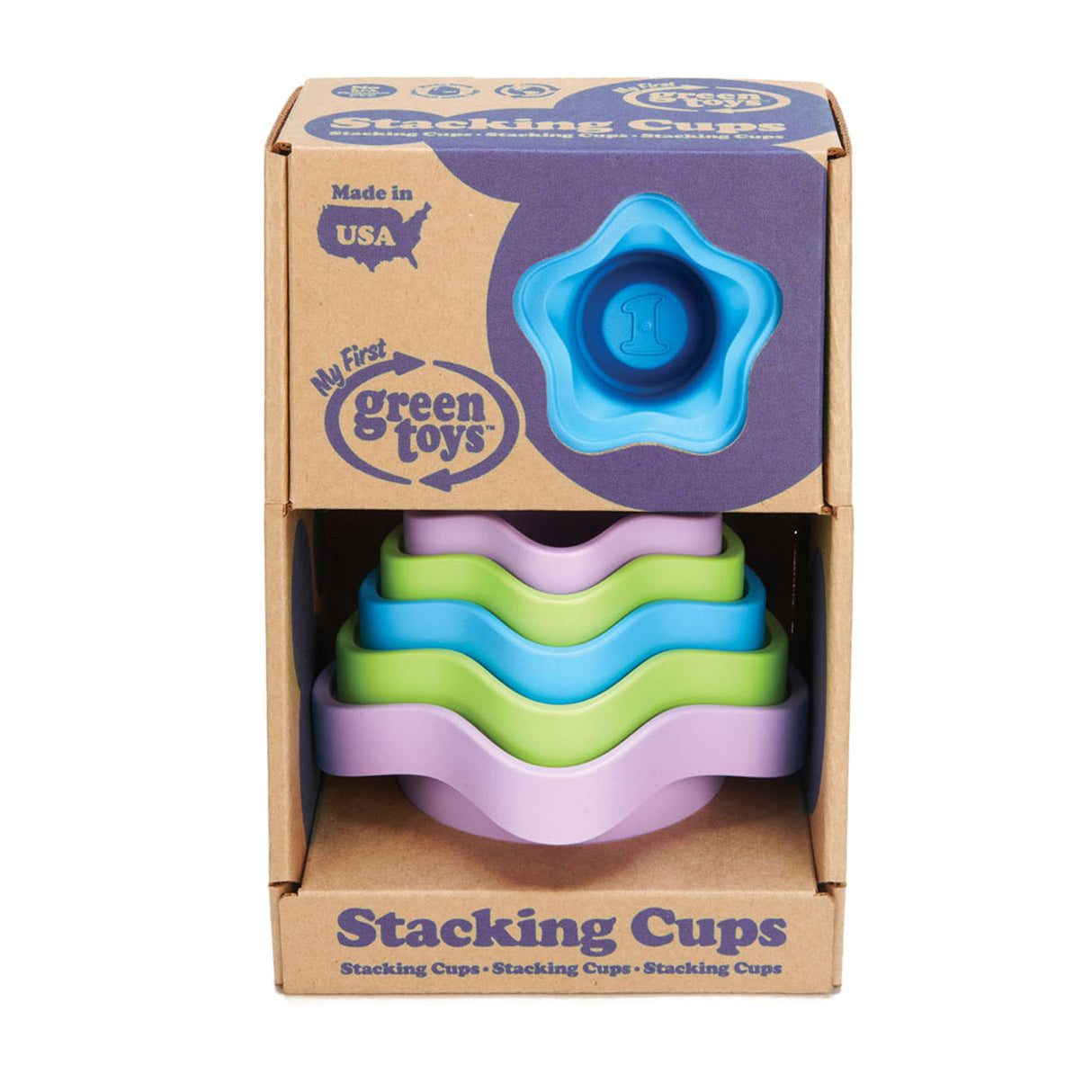 Gréng Spillsaachen Stacker Cups Stären