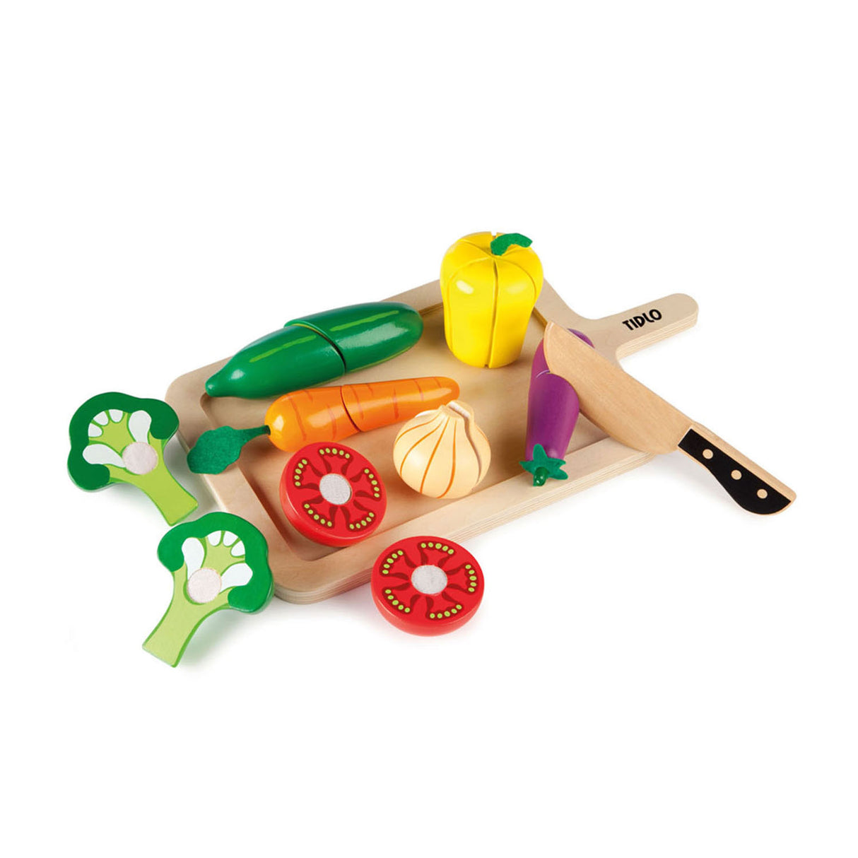 Tidlo wooden cutting vegetables play set, 20dlg.