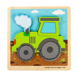 Bigjigs wooden inlay puzzle tractor with removable shapes, 5 pcs.