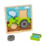Bigjigs wooden inlay puzzle tractor with removable shapes, 5 pcs.