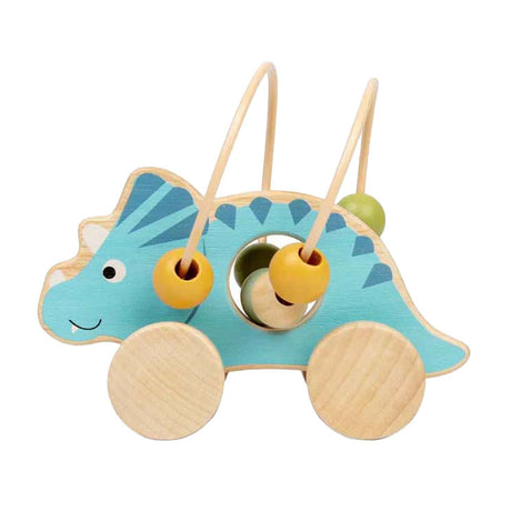 Bigjigs Holz Push Figur Triceratops mat Perlenrahmen