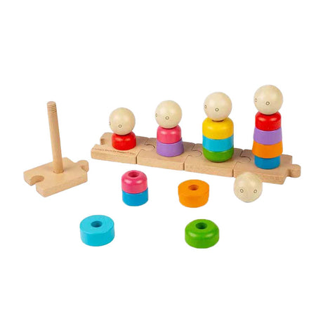 Bigjigs Holz Regenbogenfamill Stack Spillsaachen, 25 Stéck.